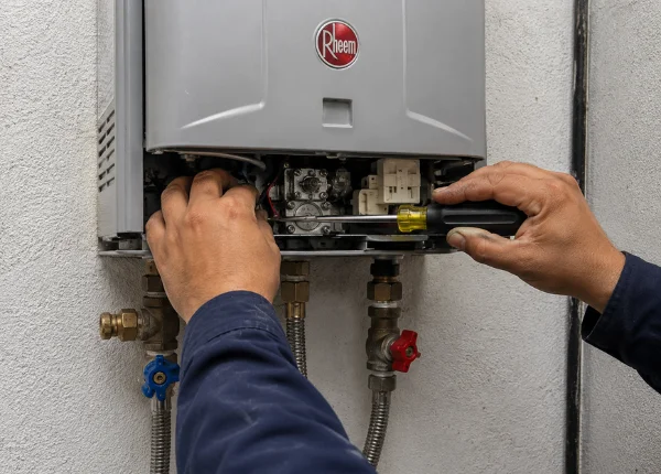Técnico revisando boiler