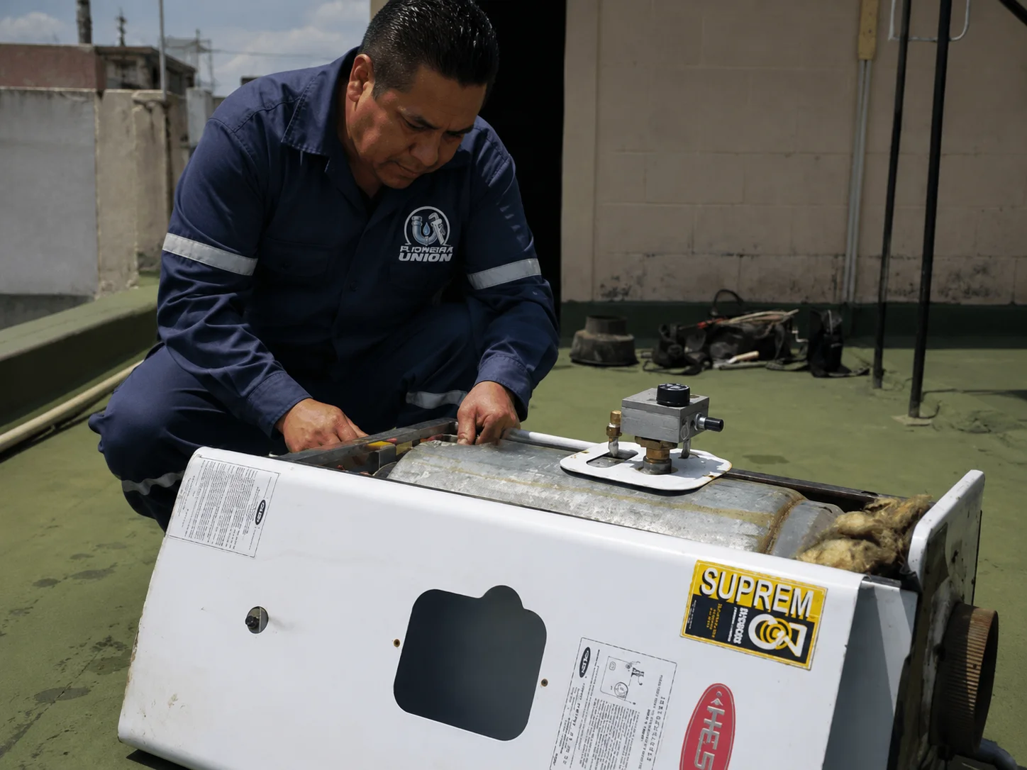 Técnico reparando calentador en CDMX - Plomería Unión